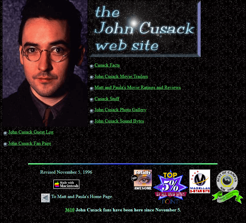 the John Cusack web site